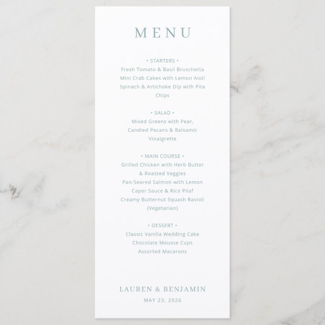 Modelo de Menu Sofisticado Off-White (Frente)