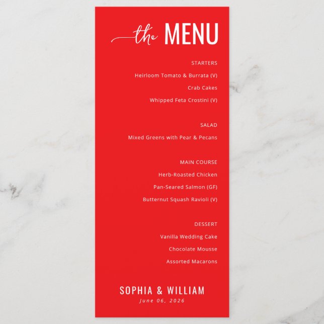 Modelo de Menu Vermelho Sofisticado (Frente)