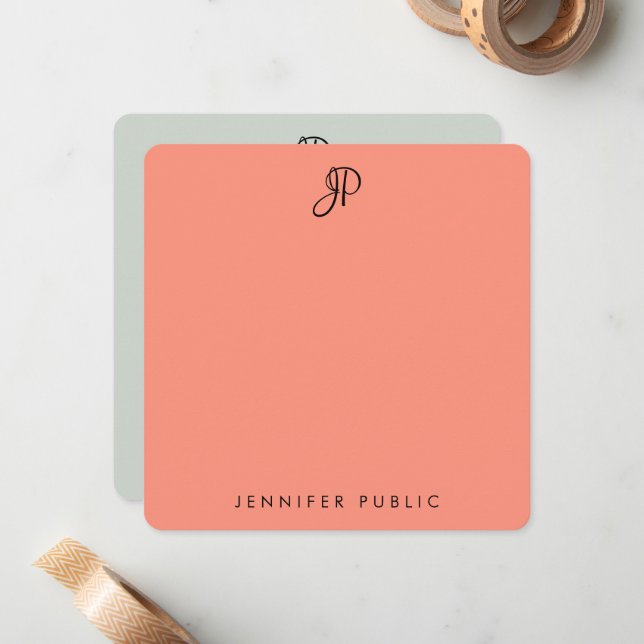 Modelo de Monograma Calligrafado de Cores Elegante (Frente/Verso In Situ)