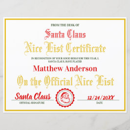 Modelo de Natal do Certificado de Lista Nice Perso