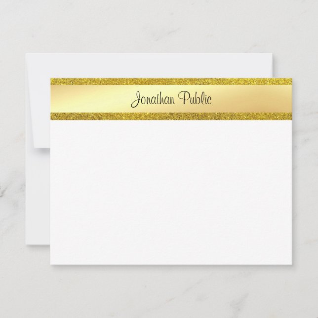 Modelo de Nome de Script Manuscrito Dourado Glitte (Frente)