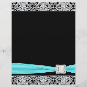 Modelo de panfleto azul turquesa prateado elegante