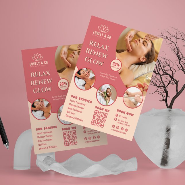 Modelo de Panfleto de Beleza para Spa & Salão Eleg (Criador carregado)