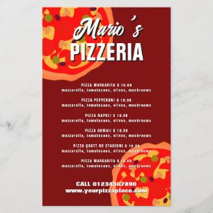 Modelo de Panfleto de Menu de Restaurante Pizzeria