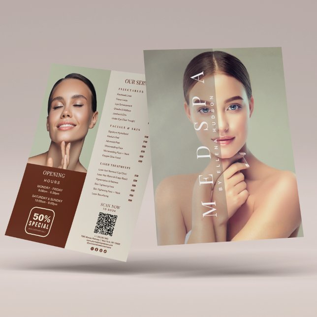 Modelo de Panfleto de Menu de Serviços de Medspa d (Criador carregado)