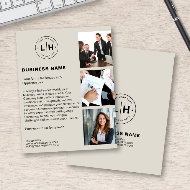 Modelo de Panfleto de Negócios com Logotipo Neutro (Modern Custom Logo Photo Business Flyer)