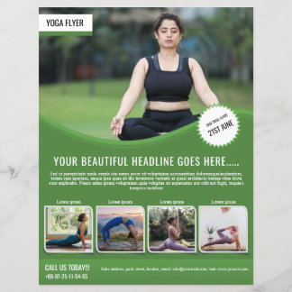 Modelo de Panfleto de Yoga e Fitness