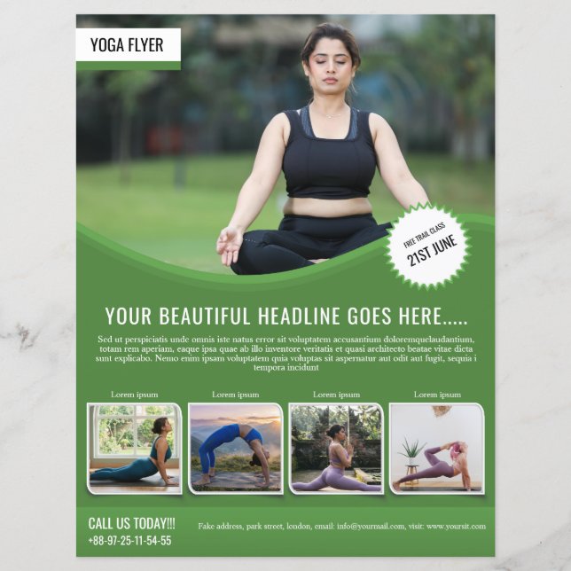 Modelo de Panfleto de Yoga e Fitness (Frente)