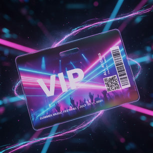 Modelo de Placa de Crachá de Acesso Total VIP Neon