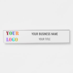 Modelo de Placa de Porta com Nome e Logotipo da Su
