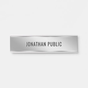 Modelo de Placa de Porta de Prata Elegante com Tex