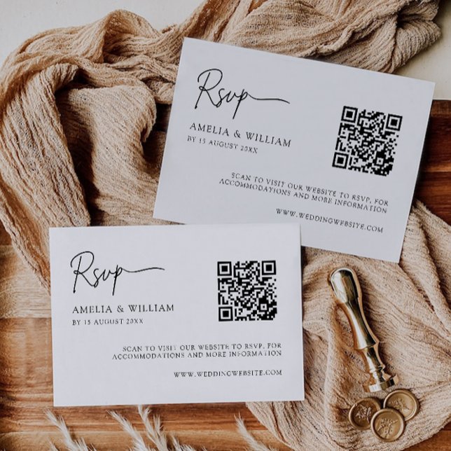 Modelo de placa RSVP de Casamento Minimalista (Minimalist Wedding RSVP Card Template)