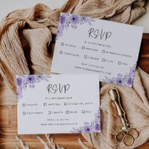Modelo de placa RSVP de Casamento Roxo