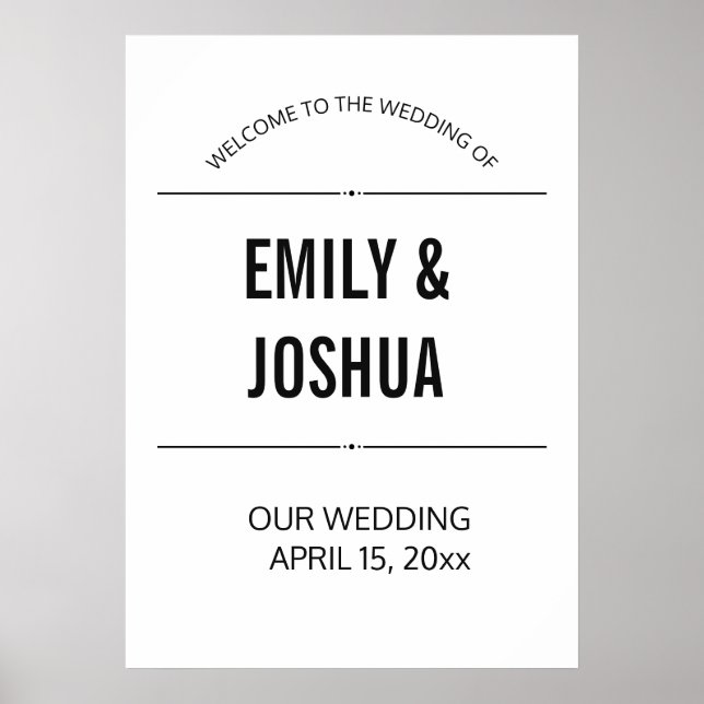 Modelo de Poster de Casamento Preto e Branco Simpl (Frente)