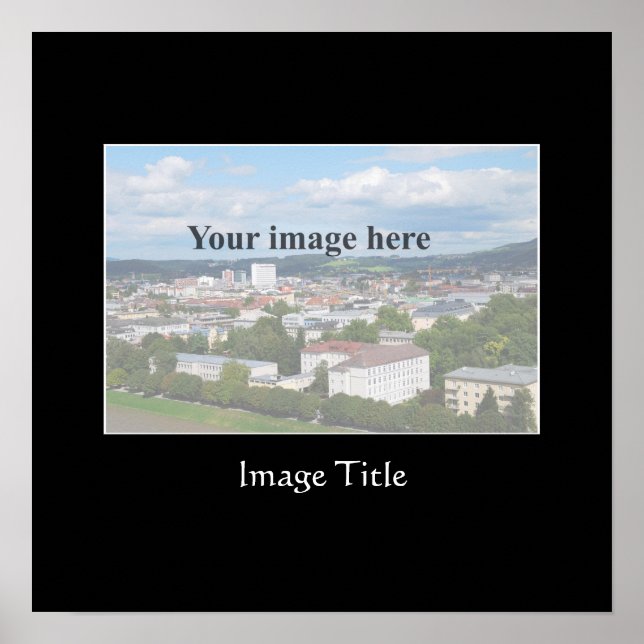 Modelo de poster quadrado com tapete preto (Frente)