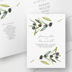 Modelo de Programa de Casamento Aquarela Oliva Dob
