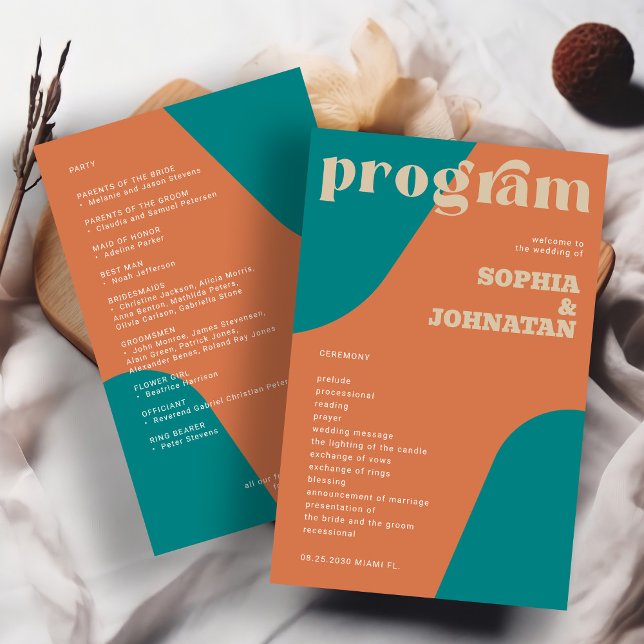 Modelo de programa de casamento retrô econômico (Criador carregado)