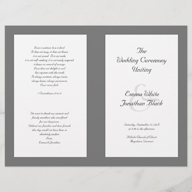 Modelo de Programa de Cerimônia de Casamento da Ig (Frente)