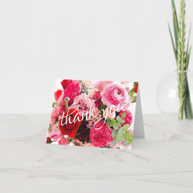 Modelo de Rosas de Aquarela Obrigado Escrito à Mão (Frente)