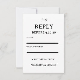 Modelo de RSVP de Casamento Elegante
