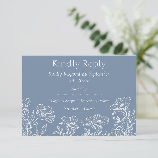 Modelo de RSVP de casamento floral lírio branco az (Em pé/Frente)