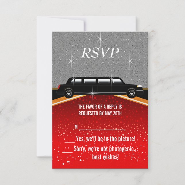 Modelo de RSVP para Tapete Vermelho de Hollywood (Frente)