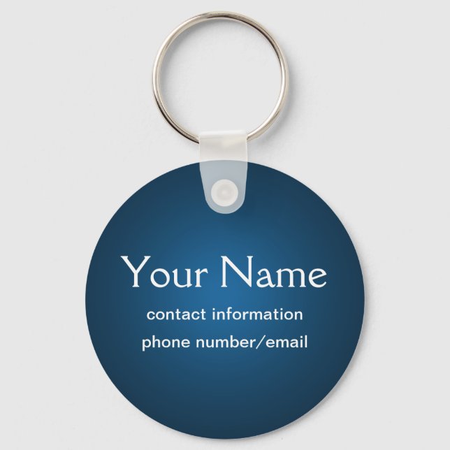 Modelo de Texto Chaveiro Básico Azul Personalizado (Frente)