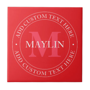 Modelo de texto circular elegante editável vermelh