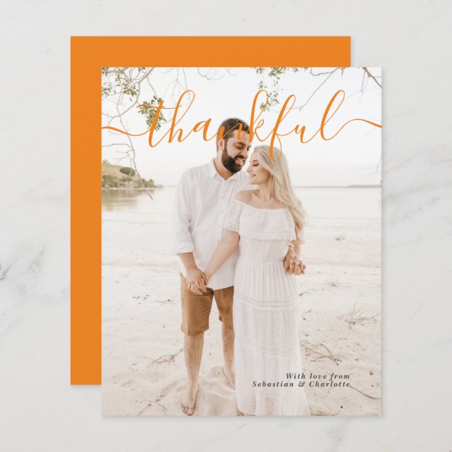 Modelo de Tipografia Fotográfica de Ação de Graças (Frente/Verso)