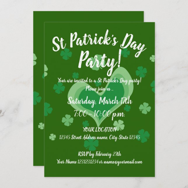 Modelo do Dia de São Patrício do convite de festas (Frente/Verso)
