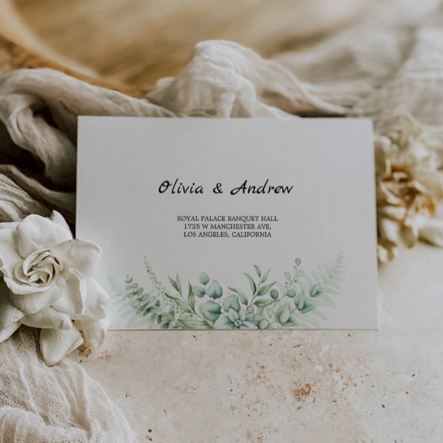 Modelo do Envelope Greenery Wedding (Greenery Wedding Envelope Address Template)