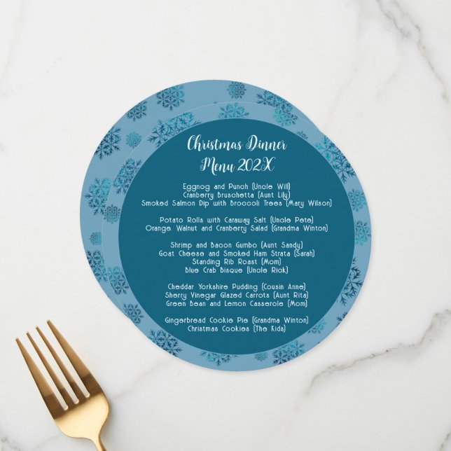 Modelo do Janto de Natal Azul da Família (Frente/Verso In Situ)