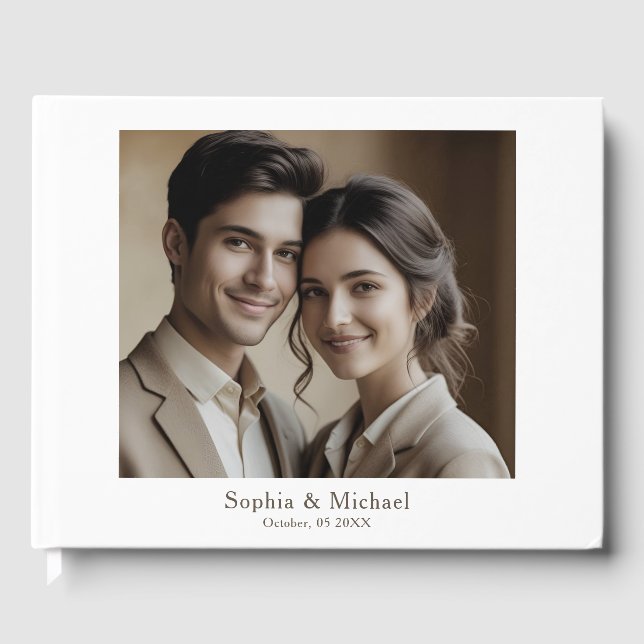 Modelo do Livro de Convidado de Casamento de Foto  (Frente)