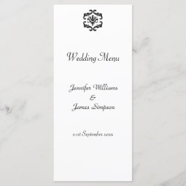 Modelo do Menu Casamento Damasco Preto e Branco