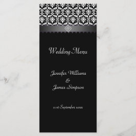 Modelo do Menu Casamento Damasco Preto e Branco