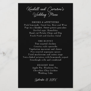 Modelo do Menu Casamento Negro e Branco