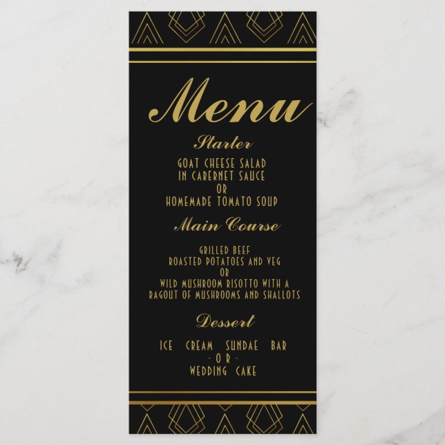 Modelo do menu de casamento da Elegant art deco (Frente)