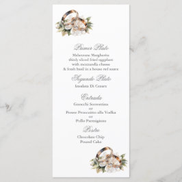 modelo do menu de casamento do Dourado anel