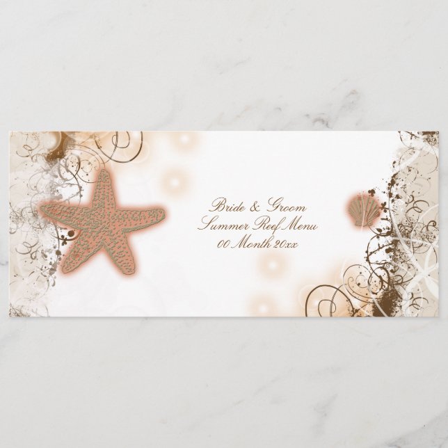 Modelo do menu do ~ do casamento do tema da praia (Frente)