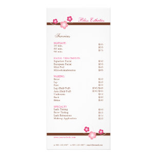Modelo do Menu Spa, Rosa e Castanho Sakura