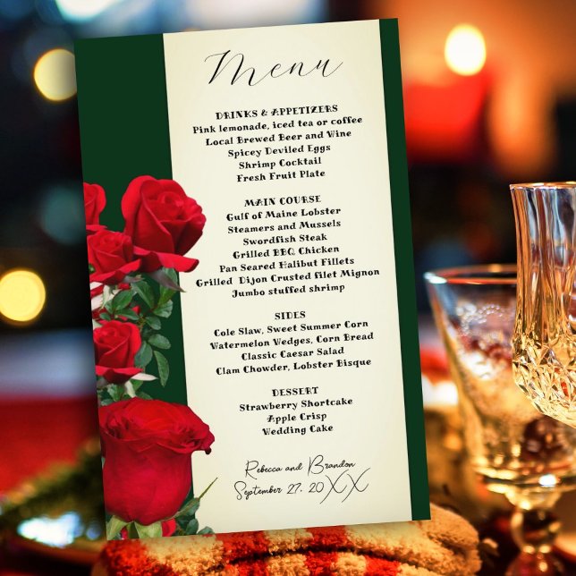 Modelo do Menu Vintage Rosa vermelha (Criador carregado)