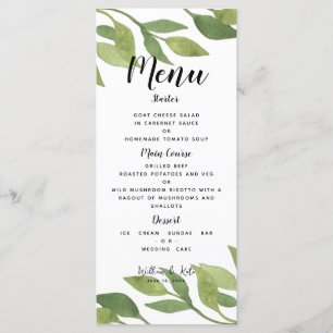 MODELO do país da folha do menu do casamento das