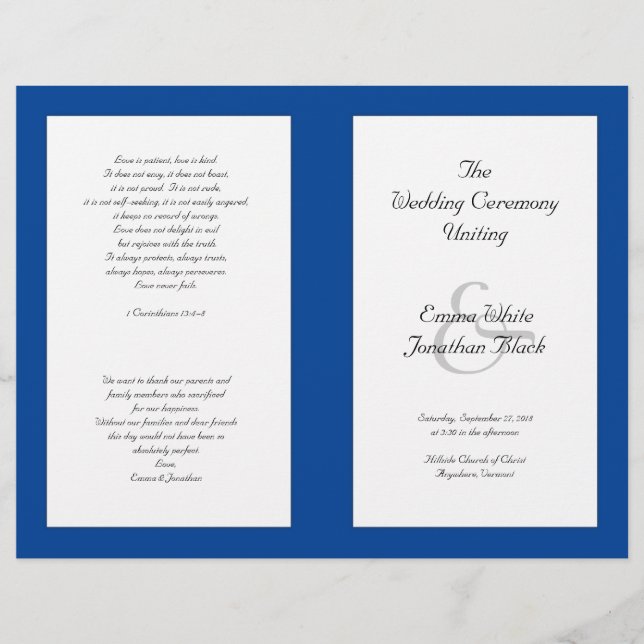 Modelo do Programa de Cerimônia de Casamento Catól (Frente)