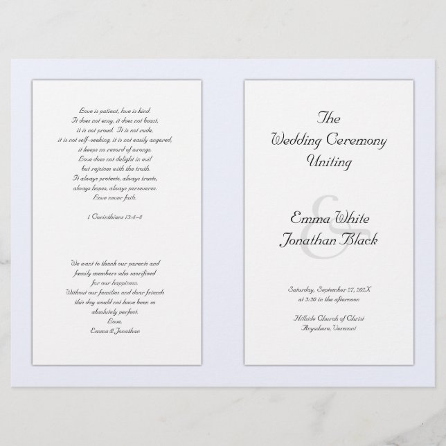 Modelo do Programa de Cerimônia de Casamento da Ig (Frente)