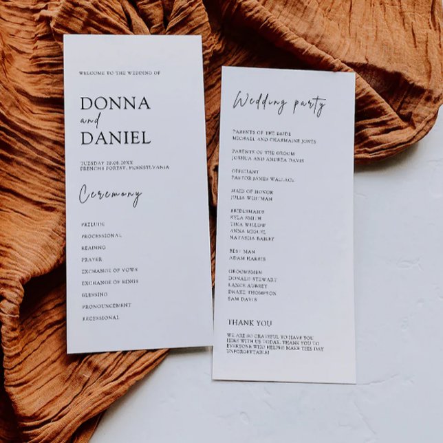 Modelo do Programa de Cerimônia de Casamento Moder (Modern Wedding Ceremony Program Template)