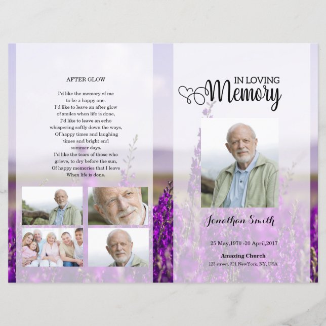 modelo do Programa Funeral de lavanda (Frente)