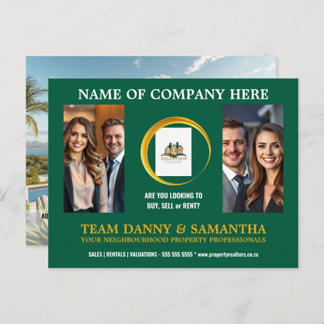 Modelo editável de cartão postal de foto do cenári (Frente/Verso)