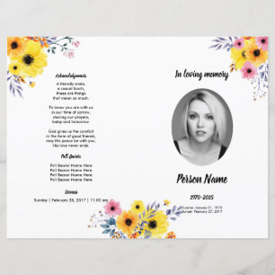 Modelo fúnebre AMARELO do programa da FLOR