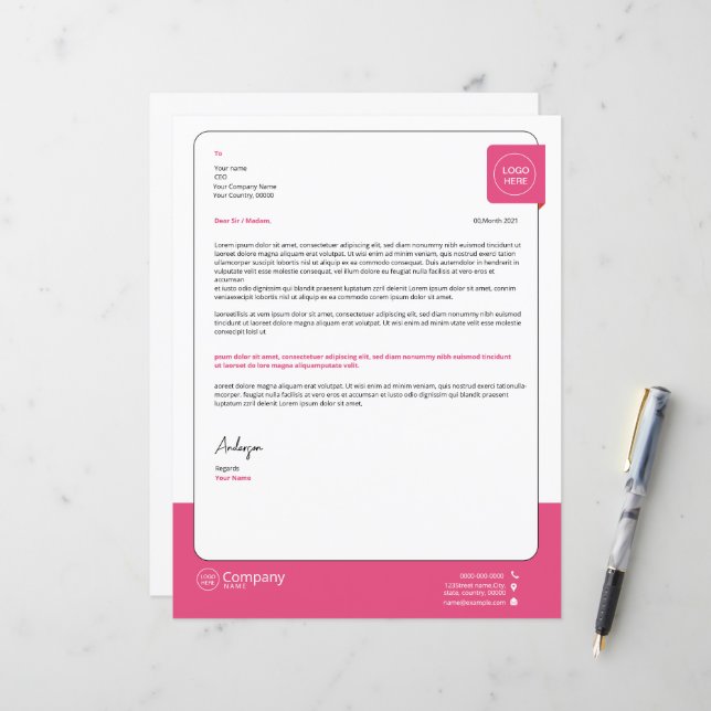 Modelo Letterhead Profissional (Frente/Verso In Situ)