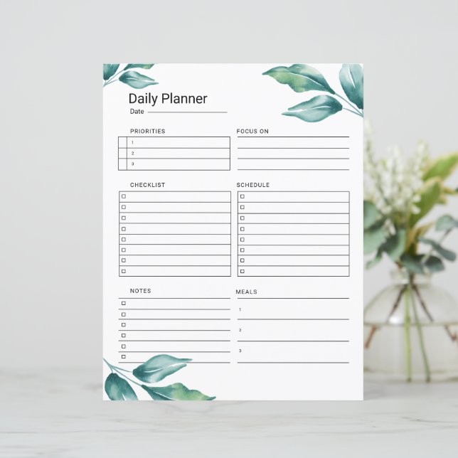 Modelo para Impressão do Planejador Diário (Em pé/Frente)